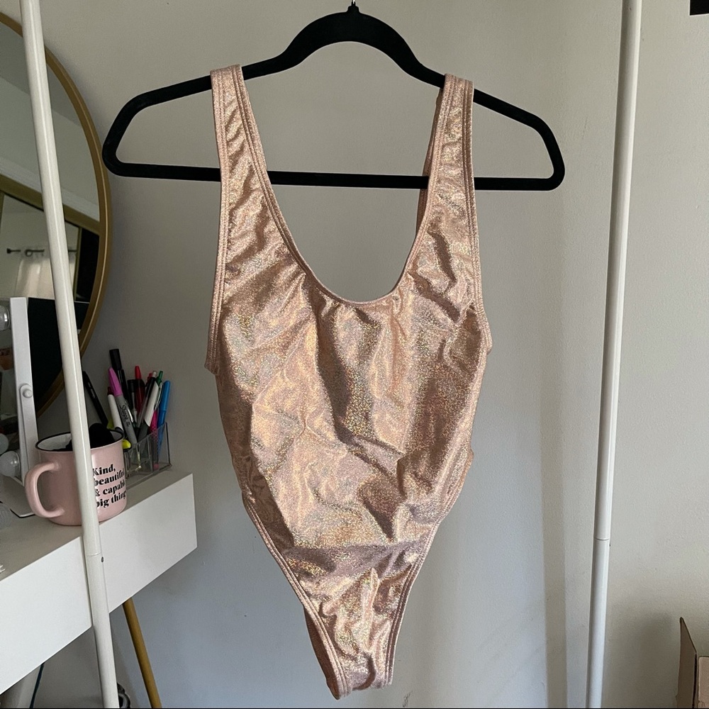 iHeartRaves Gold Shimmer One Piece Swimsuit